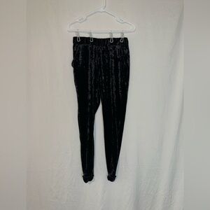 Ecote Black Velour Leggings/Pull On Harem Pants With Pockets
